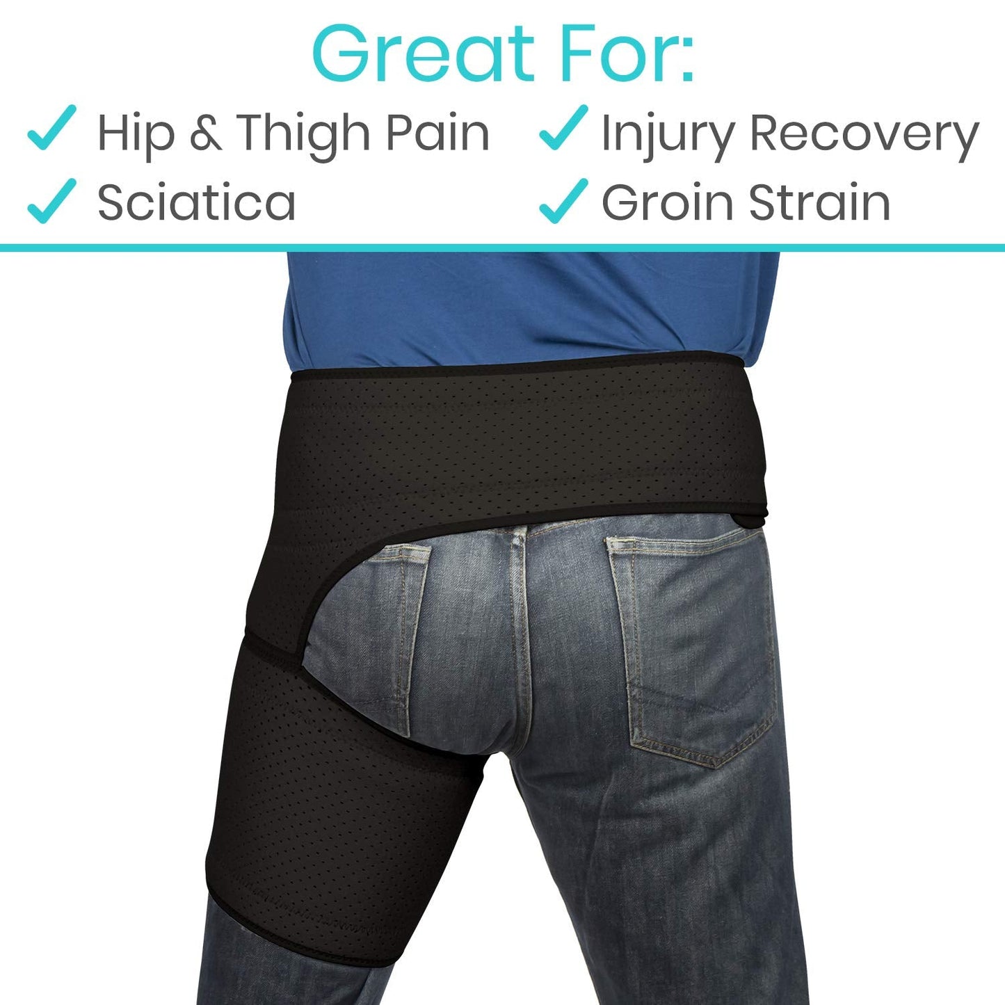Vive Hip and Groin Brace - Sciatica Brace - Bursitis Hip Pain Relief for Women and Men - Hip Flexor Compression Wrap Support - Thigh, Hamstring Recovery for Joints, Nerve Pulled Muscles and Arthritis
