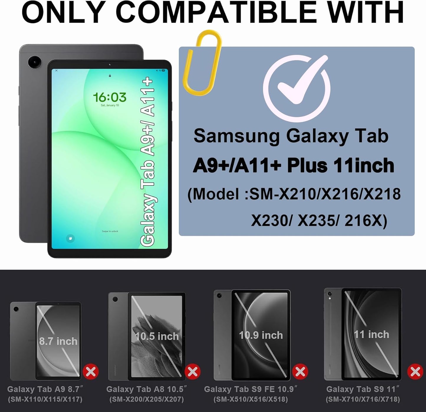 rantice A11+ A9+ 11", [3-Layer A9+ A11+ SM-X230 X235 X210 X216,Black Military-Grade Case for Samsung Galaxy Tab /