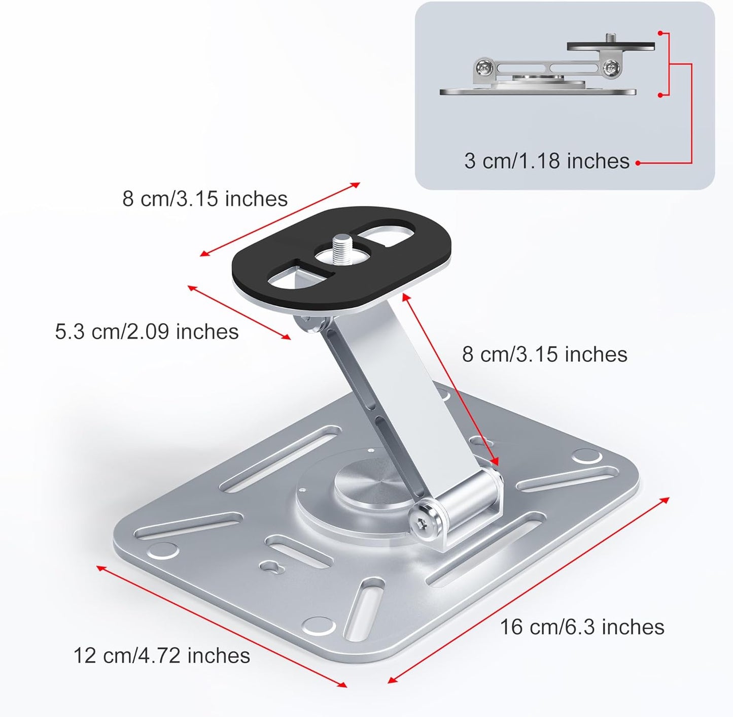 Zeleramdo 3 1 1/4" 360 in Desktop Projector Stand, Foldable Table Projector Mount with Thread, Rotation Projector Wall