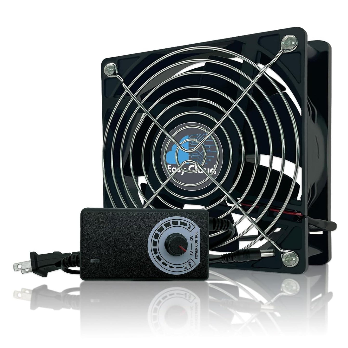120mm 120V 110V 220V 12V Computer Fan with AC Plug, Variable Speed Axial Muffin PC Fan with Controller Small Case
