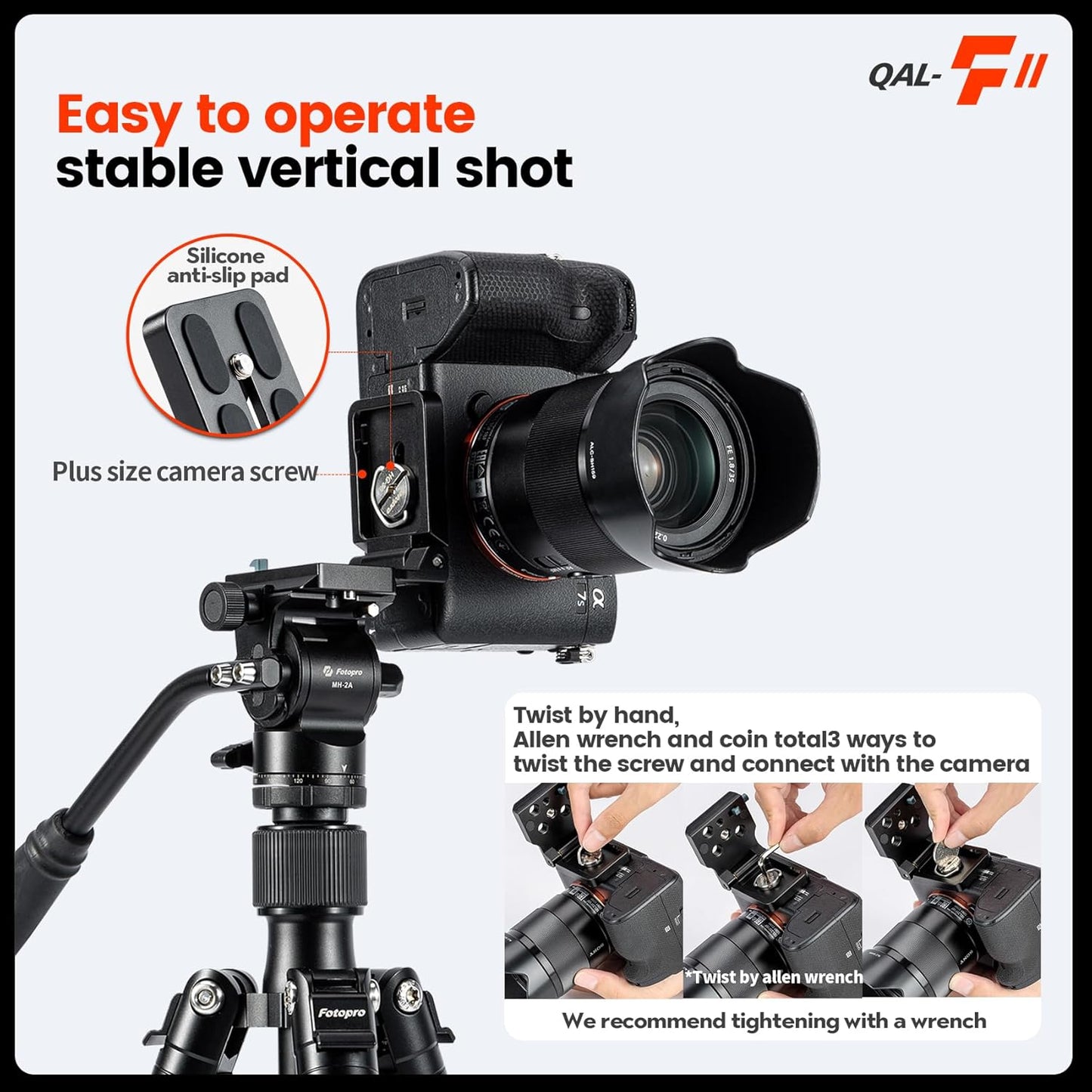 Fotopro Camera L Bracket Vertical Horizontal Switching Quick Release Plate for Canon Nikon Sony DSLR Monopod Stabilizer