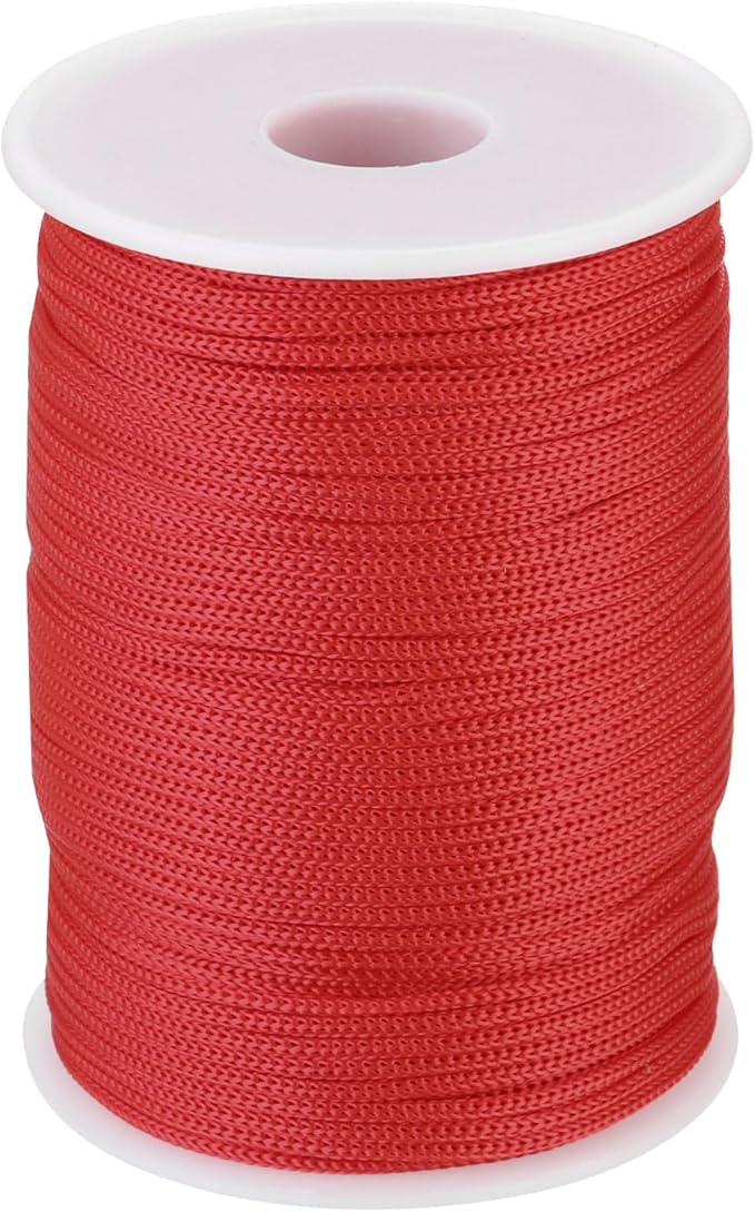 MECCANIXITY 1/12 Inch Polypropylene Rope Braided Ropes, 328ft Nylon Rope Hollow Utility Cord for Clothesline, Camping, Hiking, Outdoor, Red