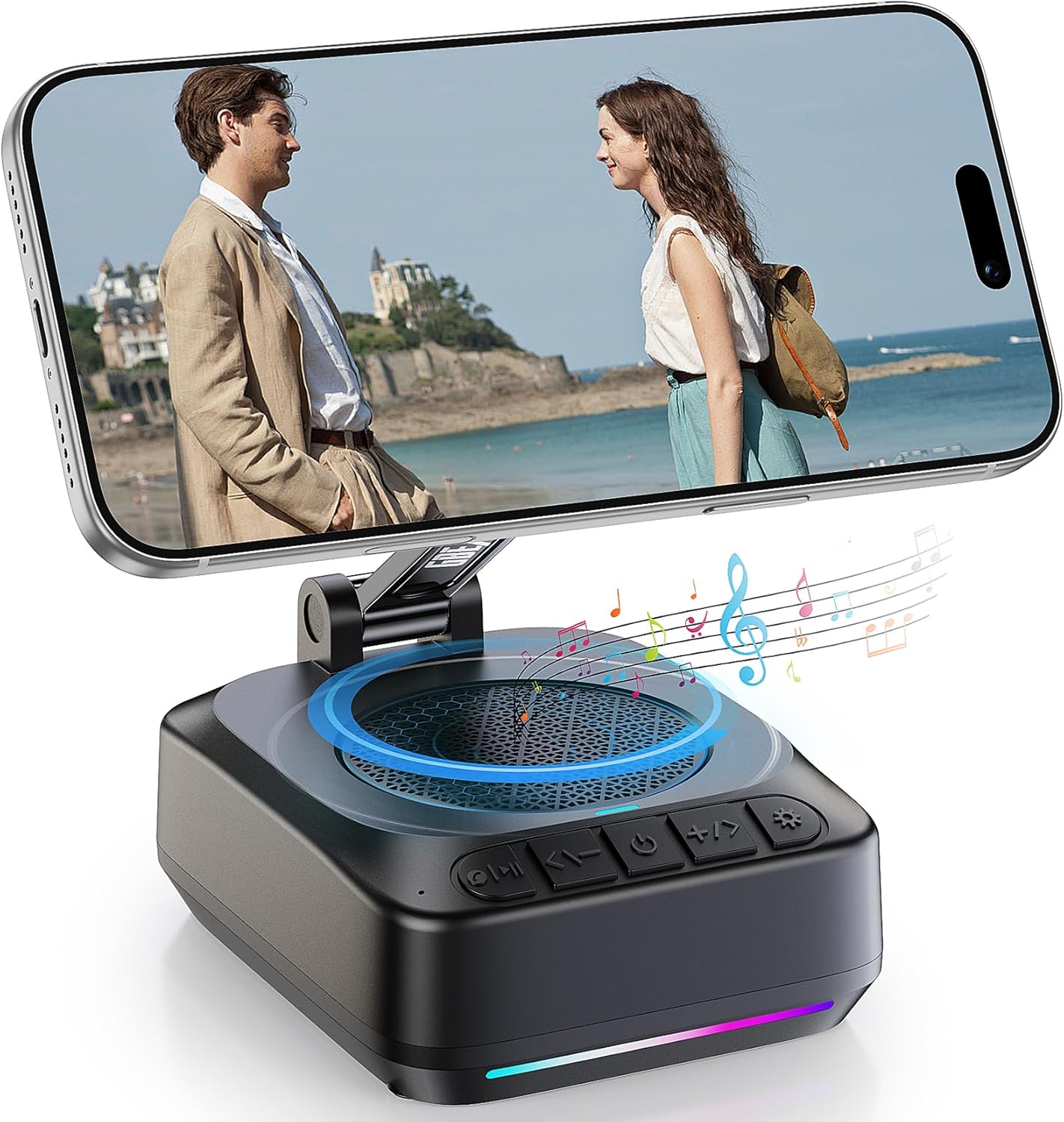 GBEAST for Magsafe Phone Stand with Bluetooth Speaker, Adjustable Cell Phone Holder for Desk,Stereo Sound Bluetooth