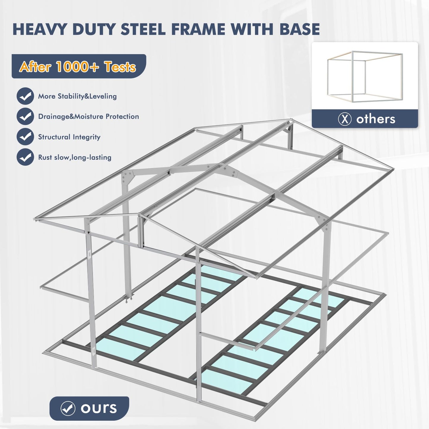 WELYAS 10x12 FT Outdoor Metal Storage Shed with Unique Floor Base Clear Roof Window Lockable Door Vent,Waterproof Heavy Duty Reinforced Frame Sheds for Yard Store Large Lawnmower Tool, Dark Grey