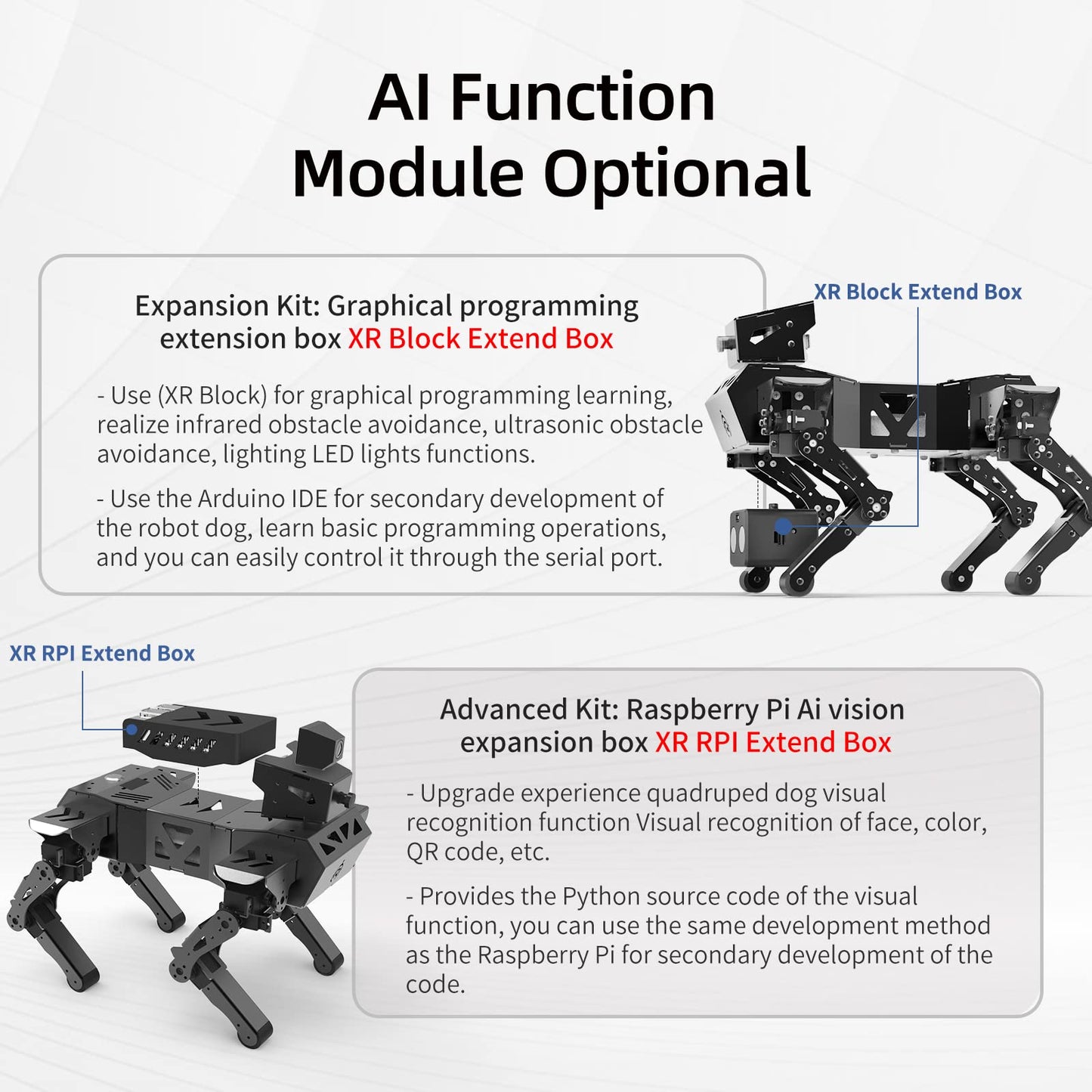 XiaoR Geek Smart Robot Dog Kit, 12 DOF Programmable Bionic Metal Learning Kit, Open Source ESP32 Educational Project for Adults, Wireless App Control(Basic Kit)