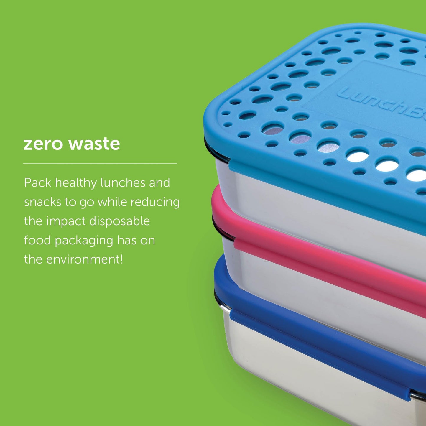 LunchBots Large Trio Stainless Steel Lunch Container -Three Section Design for Sandwich and Two Sides - Metal Bento Lunch Box - Eco-Friendly - Stainless Lid - Green Dots