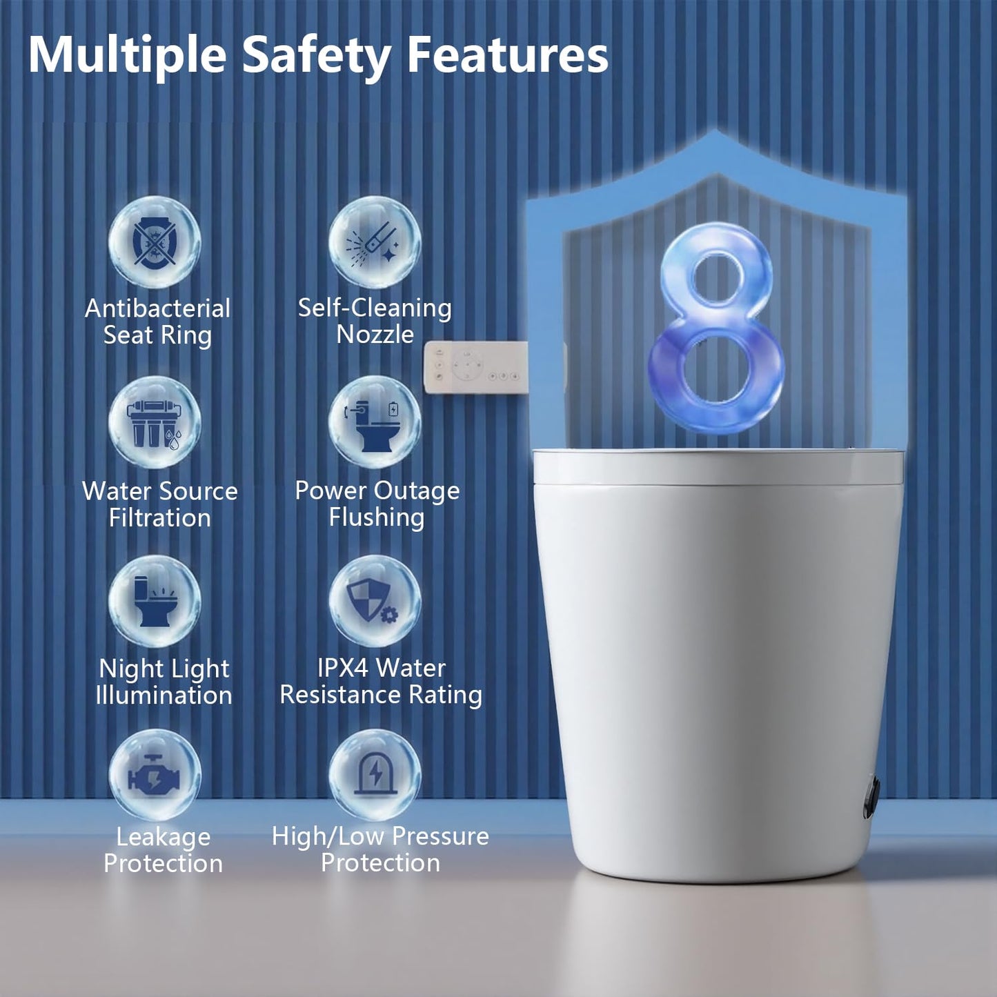 TOTTE Smart Toilet with Bidet Built-in, Auto Open/Close Lid, Auto Power 1000g MaP Flush, 1.28 GPF, One Piece Elongated Toilet with Instant Warm Water & Warm Air Dryer, Built-in Aroma