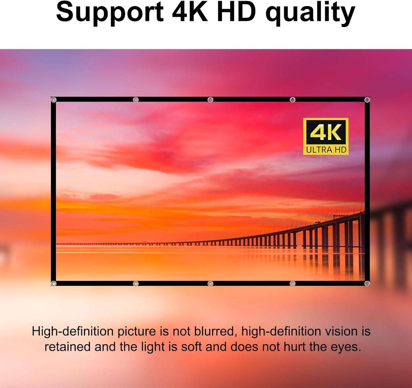 TOWOND 150 inch 16:9 Projector Screen Projection Screen Indoor Outdoor Washable Anti-Crease HD Rear Front Movies Screen