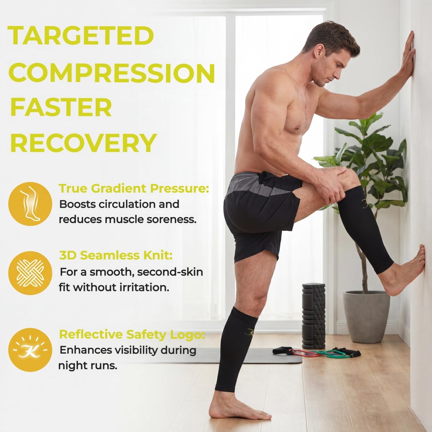 KEKING Calf Compression Sleeves for Men & Women (20-30 mmHg), Graduated Leg Compression Sleeve for Shin Splints, Varicose Veins, Calf Pain Relief, Running, Cycling, Nursing, Travel - Calf Support