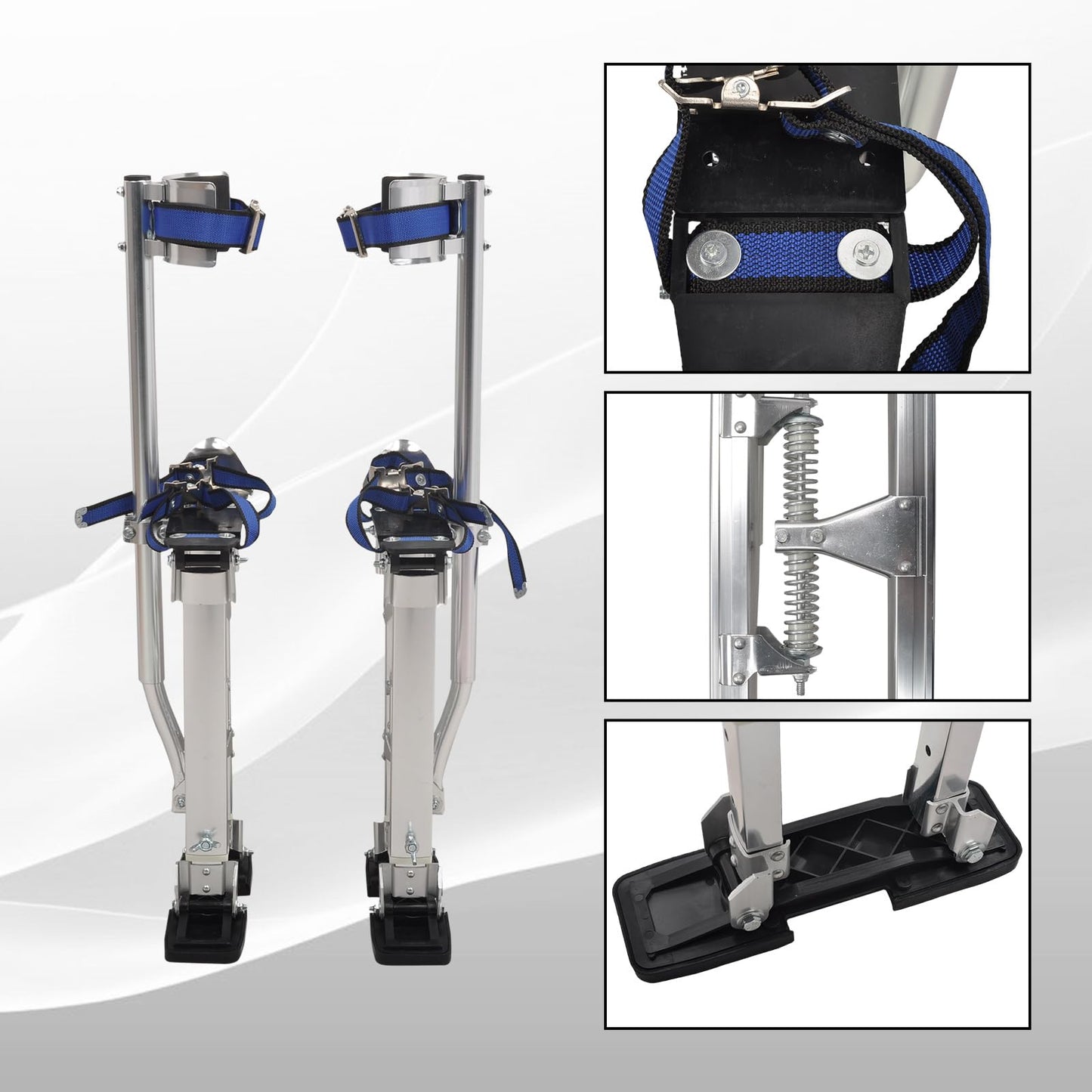 TBAPFS Drywall Stilts 15-23 Inch Height Adjustable Lifts Aluminum Tool for Painting Finishing Pruning Branches Cleaning - Silver (15" - 23")