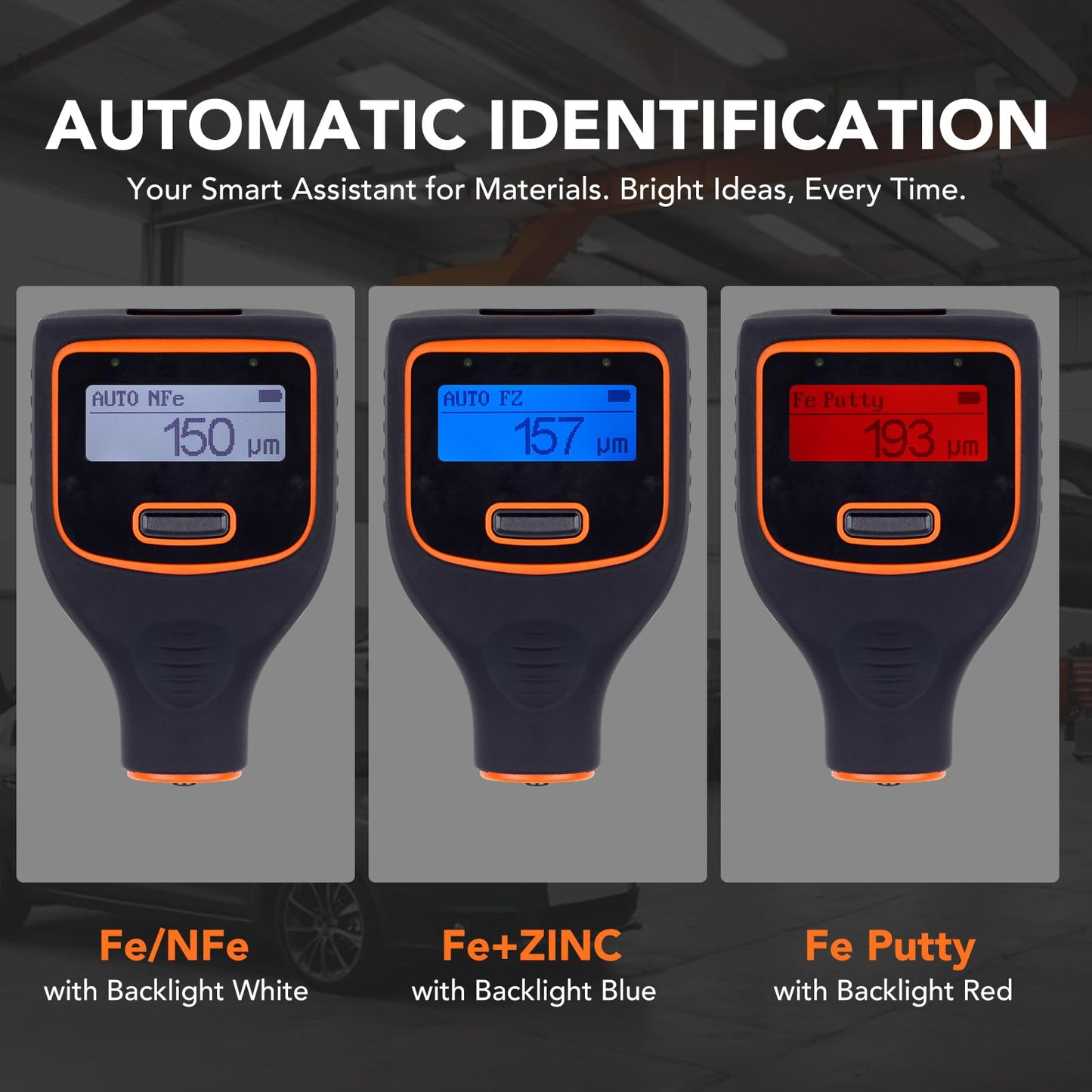 KNKCS Paint Depth Gauge-Dual Screen Paint Thickness Meter for Iron/Aluminum/Zinc/Car Body Filler,Coating Thickness Gauge with Auto Material Detection,0~3000μm Range,Auto Generate Measuring Report