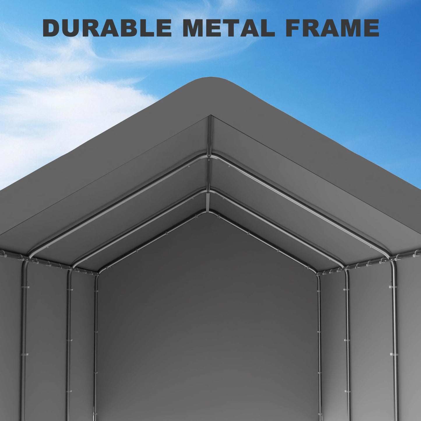 Carport 10 x 20 FT Heavy Duty, Portable Garage Canopy, Waterproof Car Canopy with Side-Opening Removable Door, Carport Canopy for Car, Truck, Boat, Equipment (Grey)