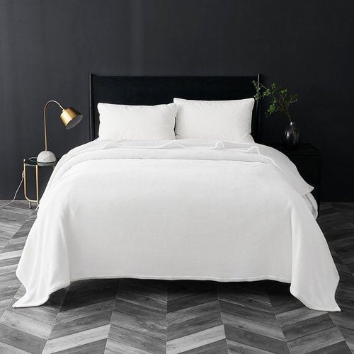Bedsure GentleSoft Fleece Blanket | Queen Size White - Soft, Lightweight, Plush & Cozy Microfiber, 90x90 Inches