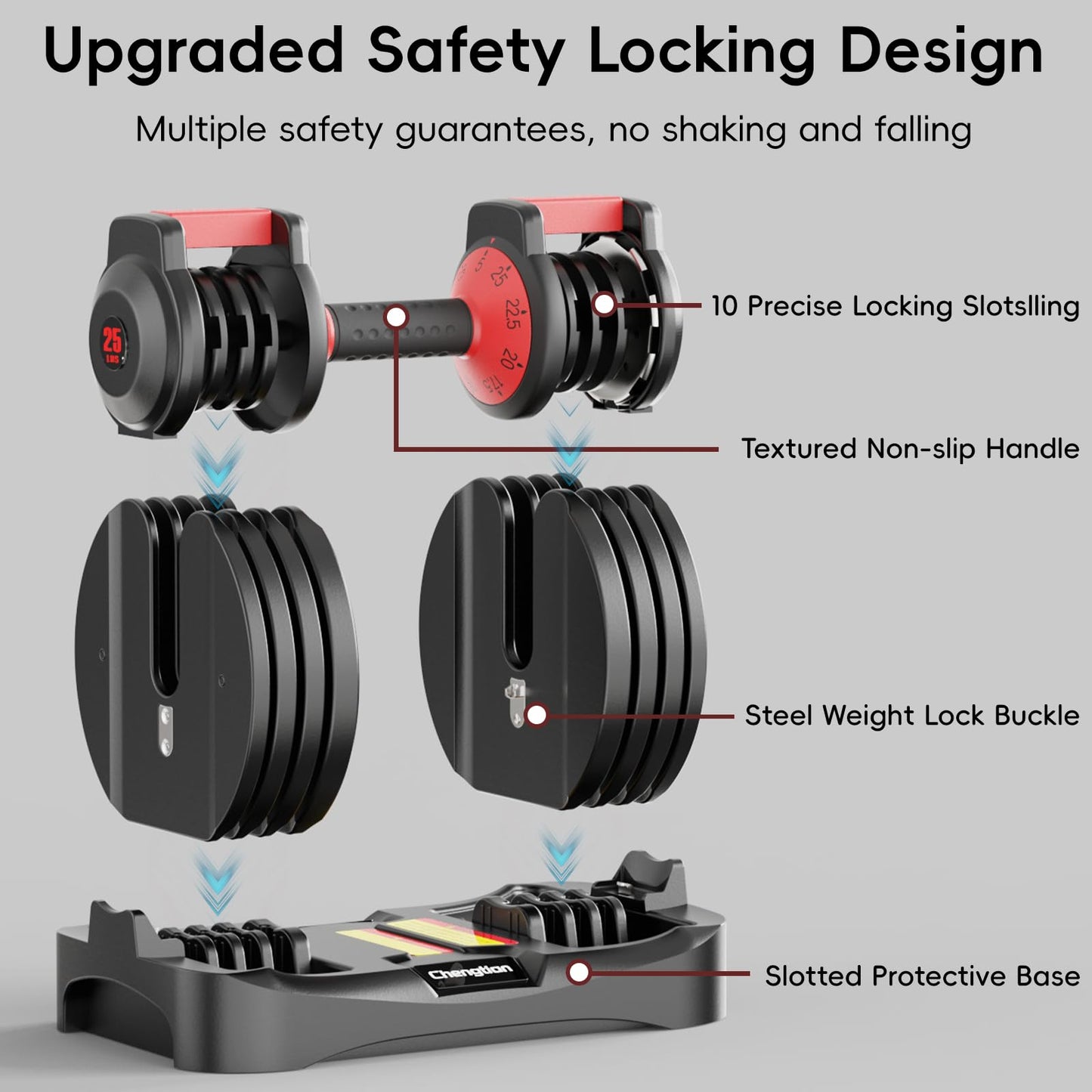 Upgraded Adjustable Dumbbells Set 25 lbs, 9 Weights Dumbbell Set, Quick Adjustable Dumbbells For Men Women Home Gym with Anti-Slip Handle, Safe and No Falling