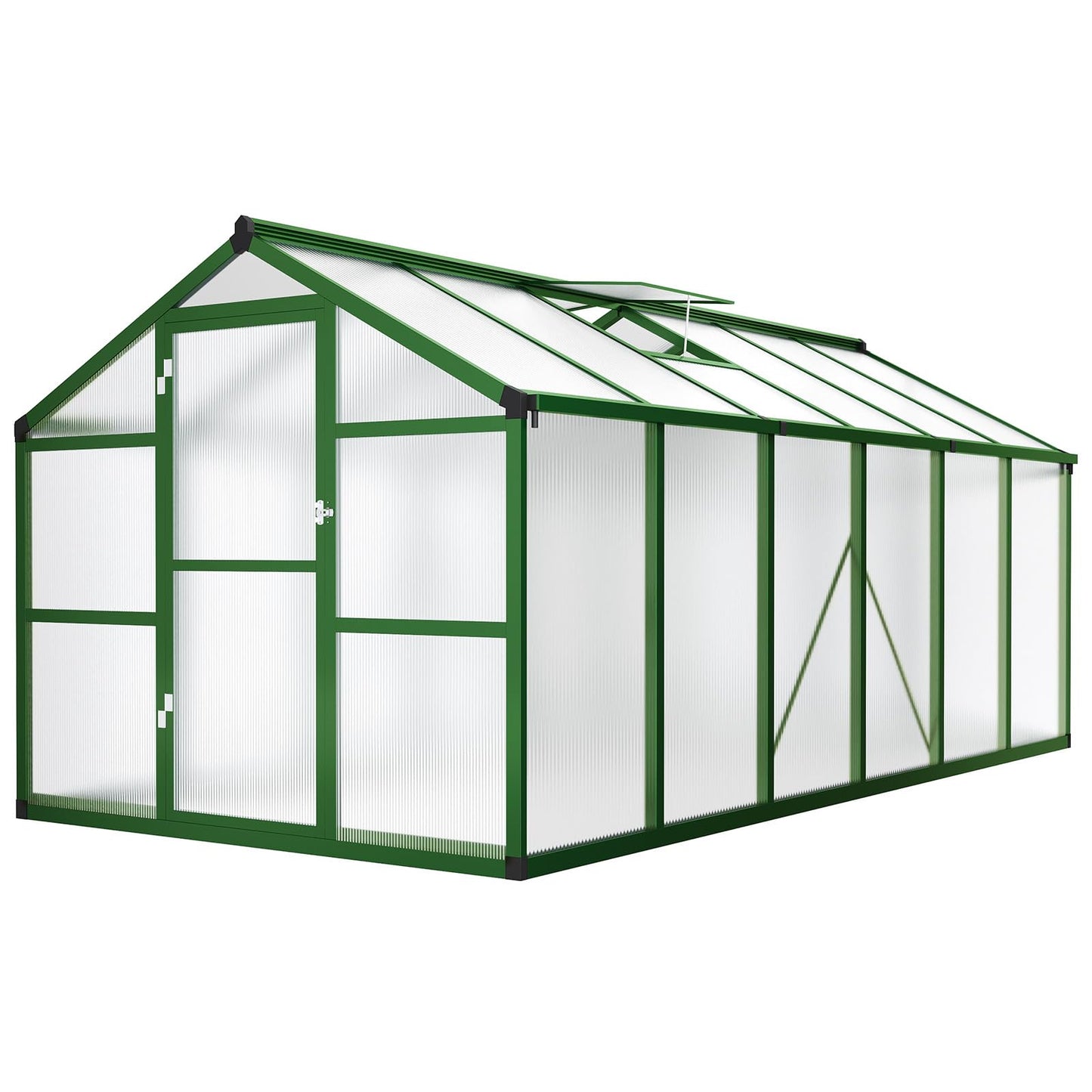 Garvee 8x12 FT Greenhouse - Aluminum Greenhouses for Outdoors, Large Polycarbonate Greenhouse with Roof Vent, Heavy Duty Walk-in Green Houses for Outside Garden, Backyard, Patio, Lawn, Easy Assembly
