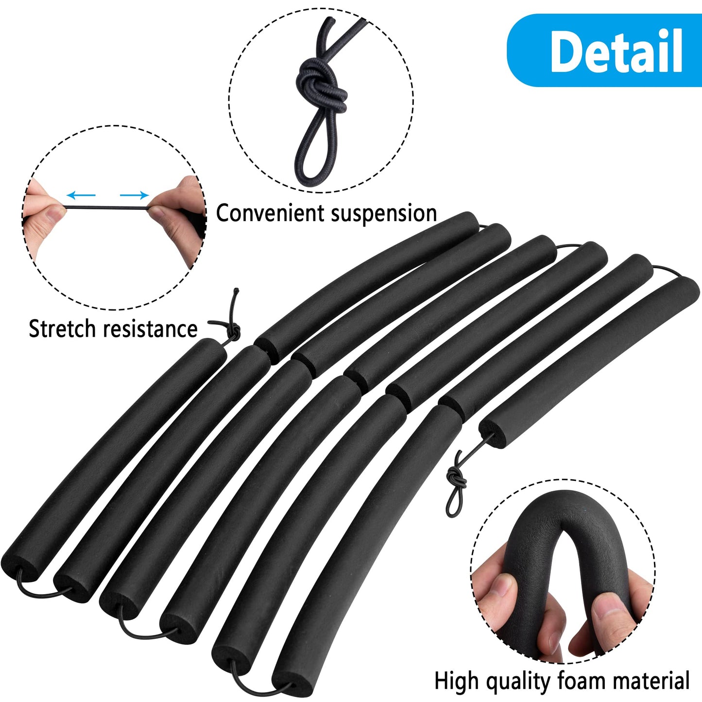moonoom High Jump Training Equipment, 9.9 Ft Long High Jump Bungee Elastic Crossbar, Cord Training Equipment Foam for Beginners Athletes Practice, Black