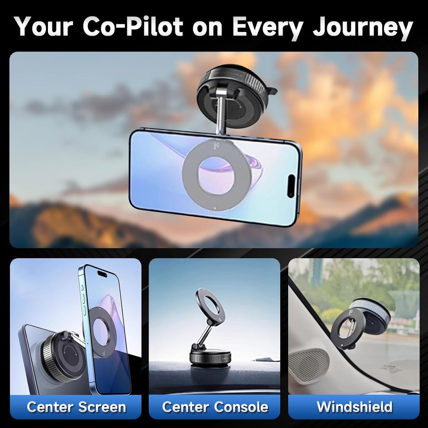 CVchancin 2026 360 16 Upgraded Vacuum Magnetic Car Phone Holder Suction Cup Phone Mount for Magsafe Cell Phone Holders