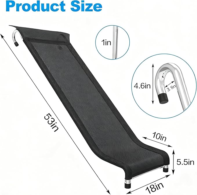 Ergonomic Trampoline Slide with Buffer Region for Children Kids, Outdoor Trampoline Slide Attachment, Heavy Duty Steel, Frame, Easy to Assemble (Silvery)