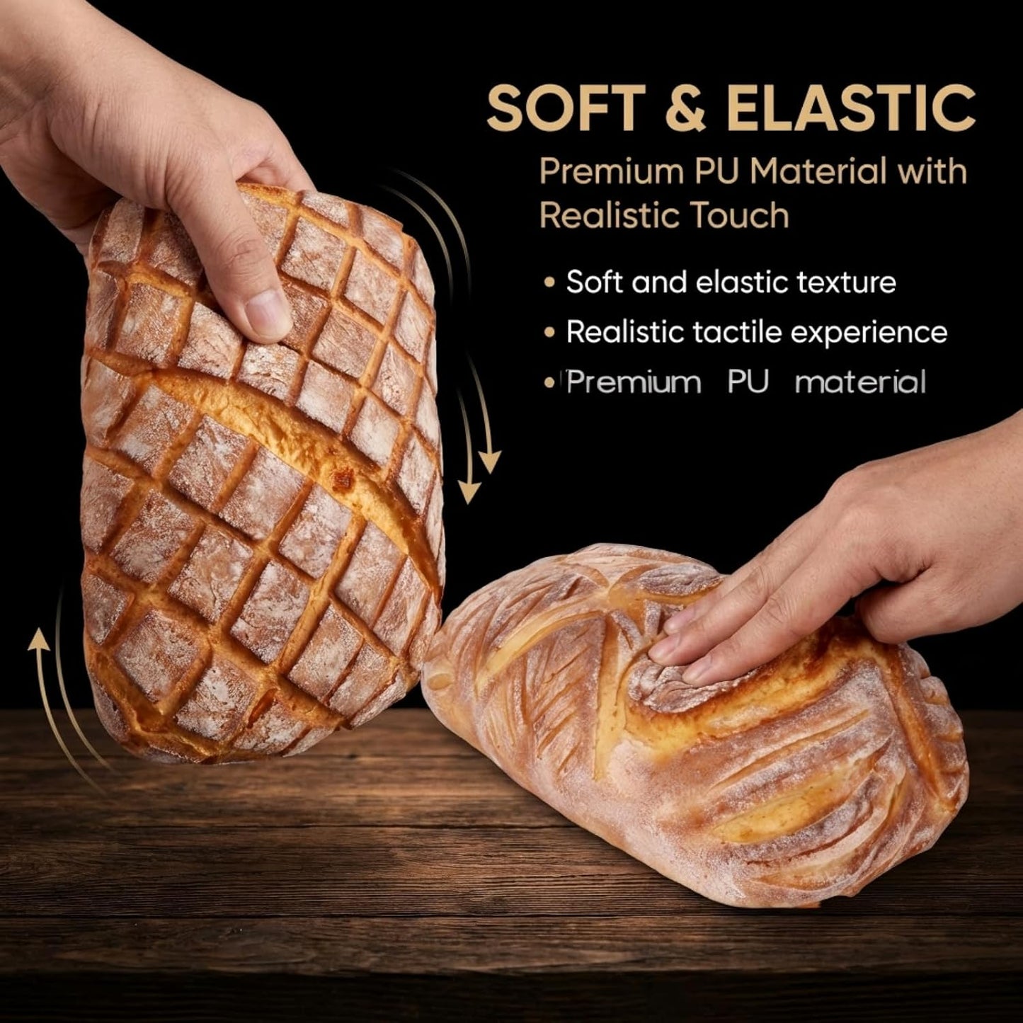 Generic (B22) Realistic Fake Bread for Store Sample Display, Highly Simulated PU Artisan Loaf for Retail Shelves