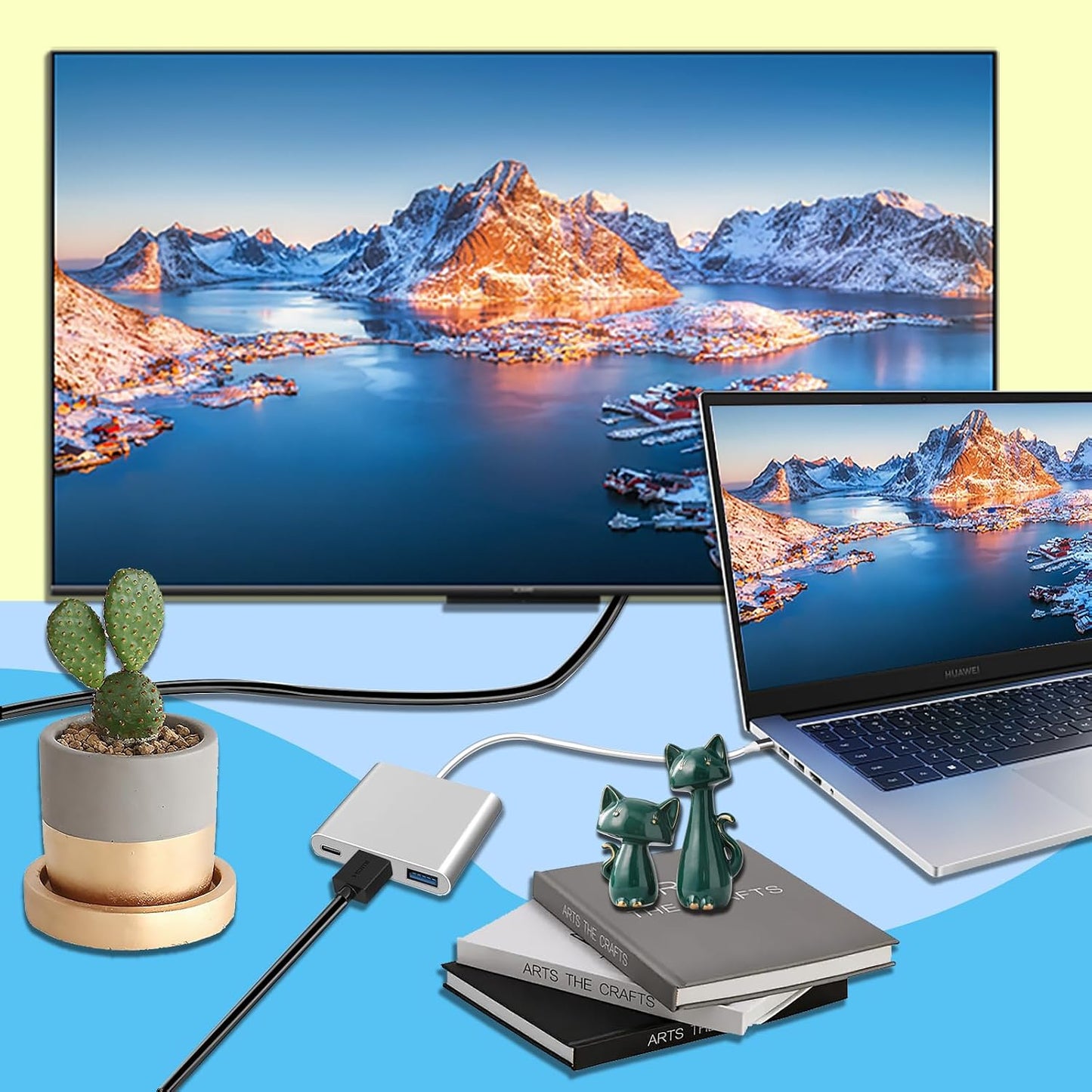 VGE 3-in-1 Usb3.0 4K HD,5.0Gbps 100W USB-C to HDMI Hub, USB C Adapter to Ultra High-Speed Data Transfer, PD Charging