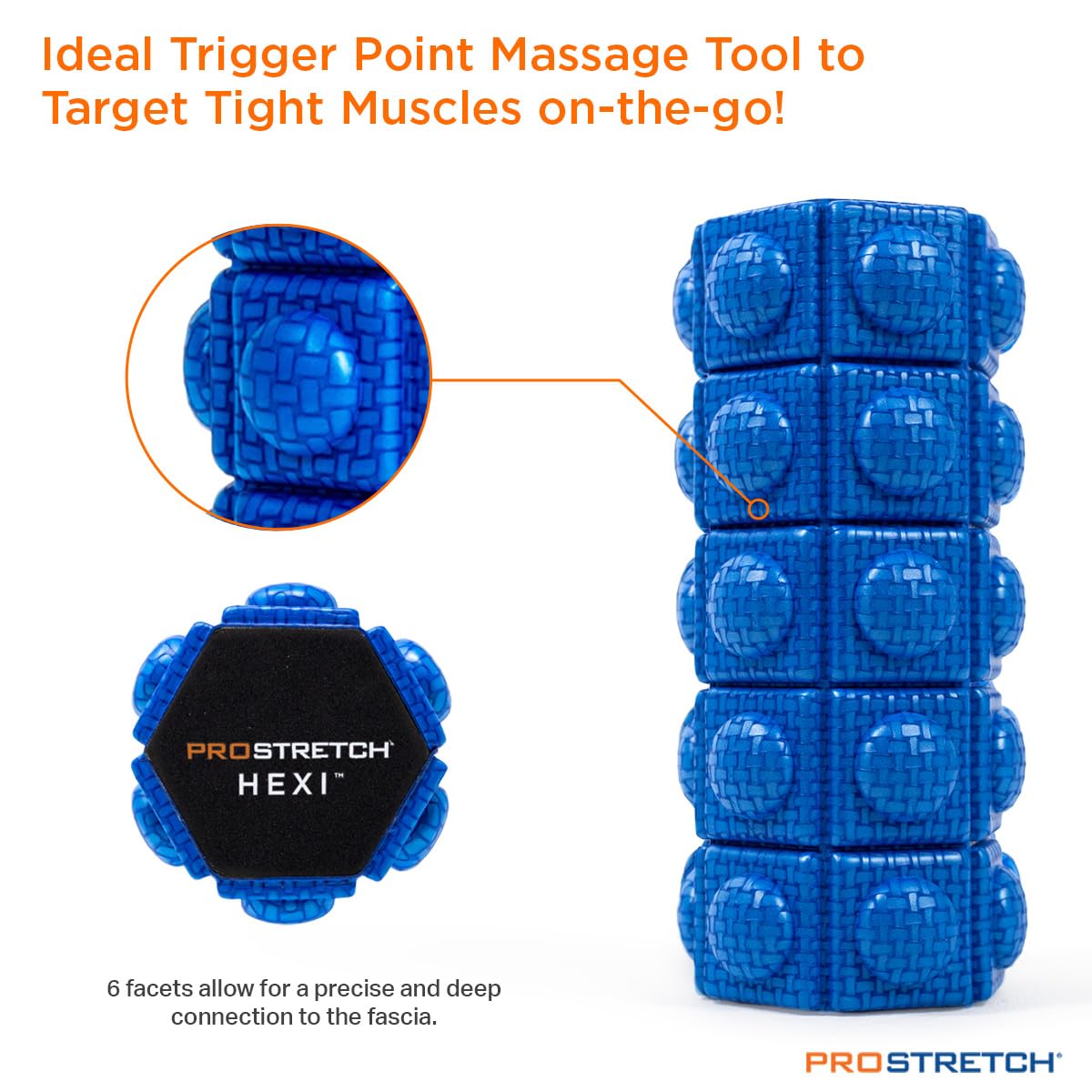 ProStretch Hexi Mini Travel Textured Foam Roller for Deep Tissue Muscle Massage and Myofascial Trigger Point Release