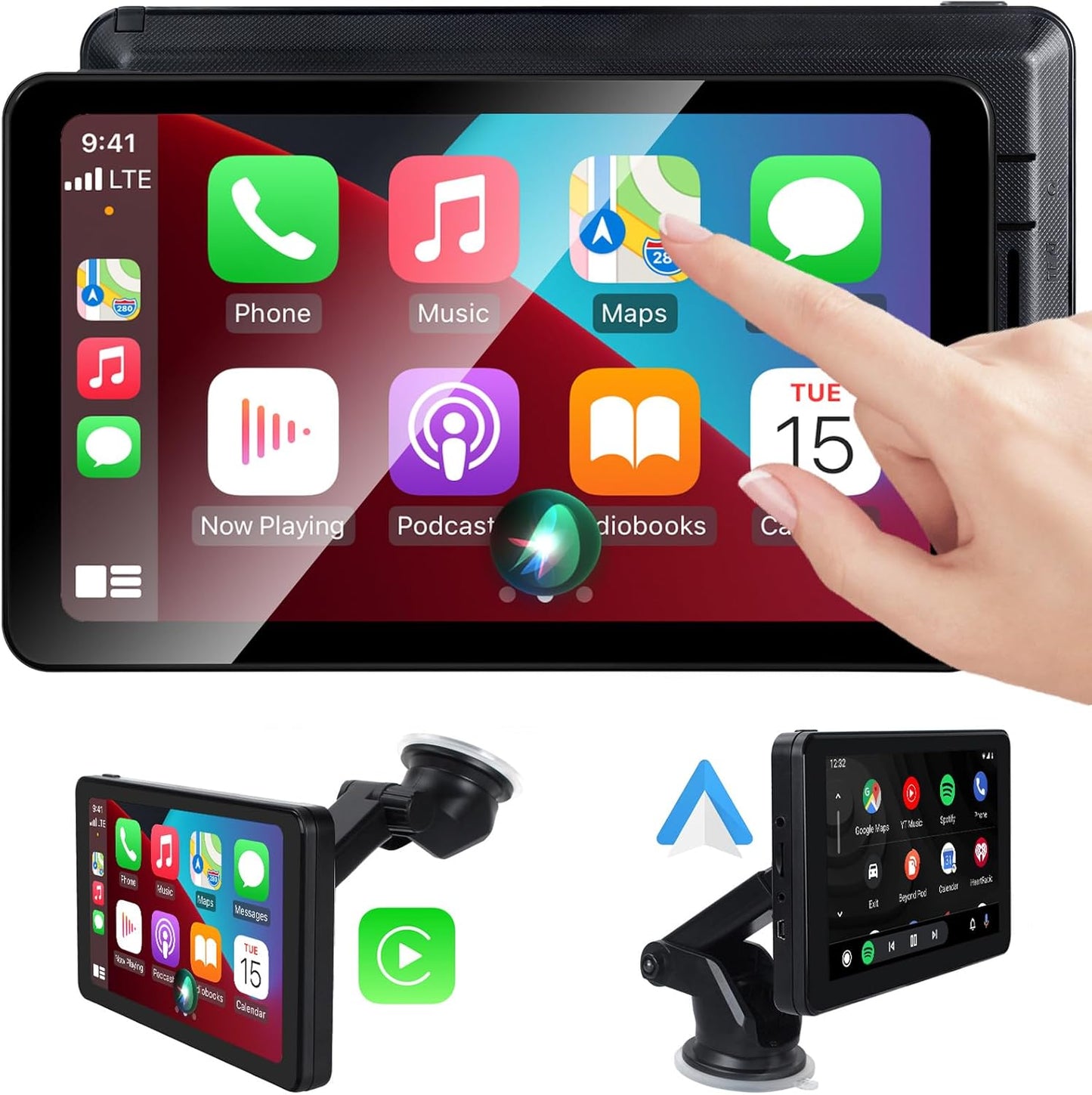 Aonerex 7" Wireless CarPlay Screen Android Auto for Car, Touch Screen Naivgation Portable Car Stereo CarPlay Bluetooth