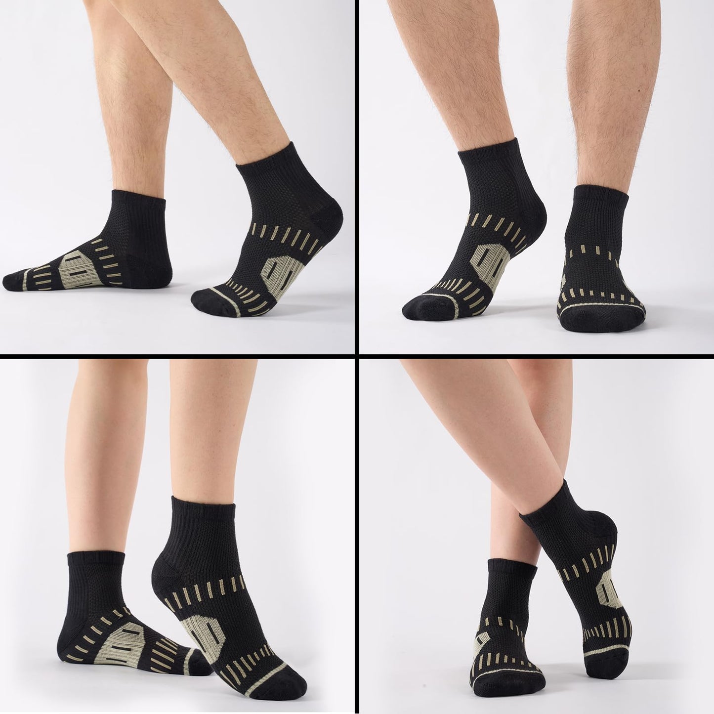 SukModen Copper Ankle Compression Socks for Men and Women (6 Pairs), Breathable Arch Support Short Running Socks
