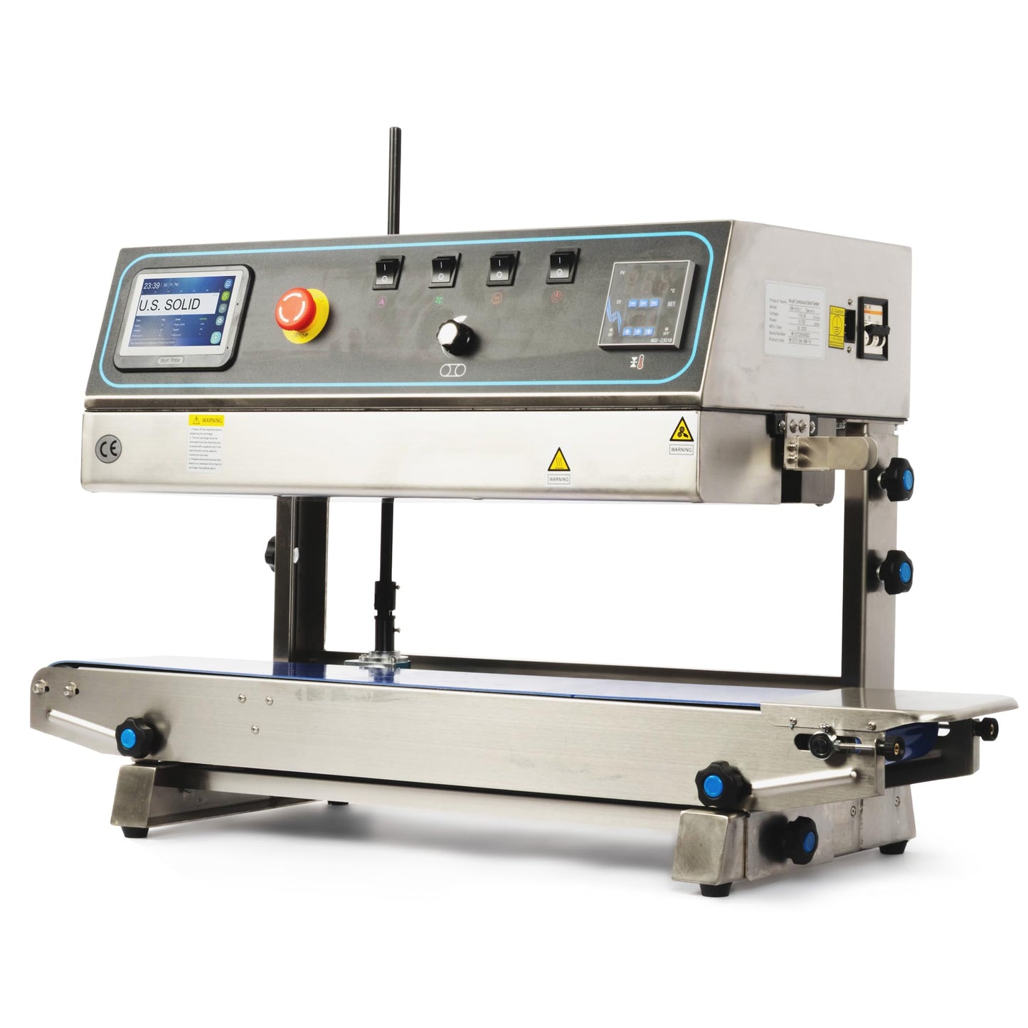 U.S. Solid Continuous Band Sealer with Inkjet Printer, Automatic Vertical Bag Sealing Machine, 0.39" Sealing Width, 0-16 m/min, 0-572°F, for PVC/Mylar Commercial Industrial Packaging