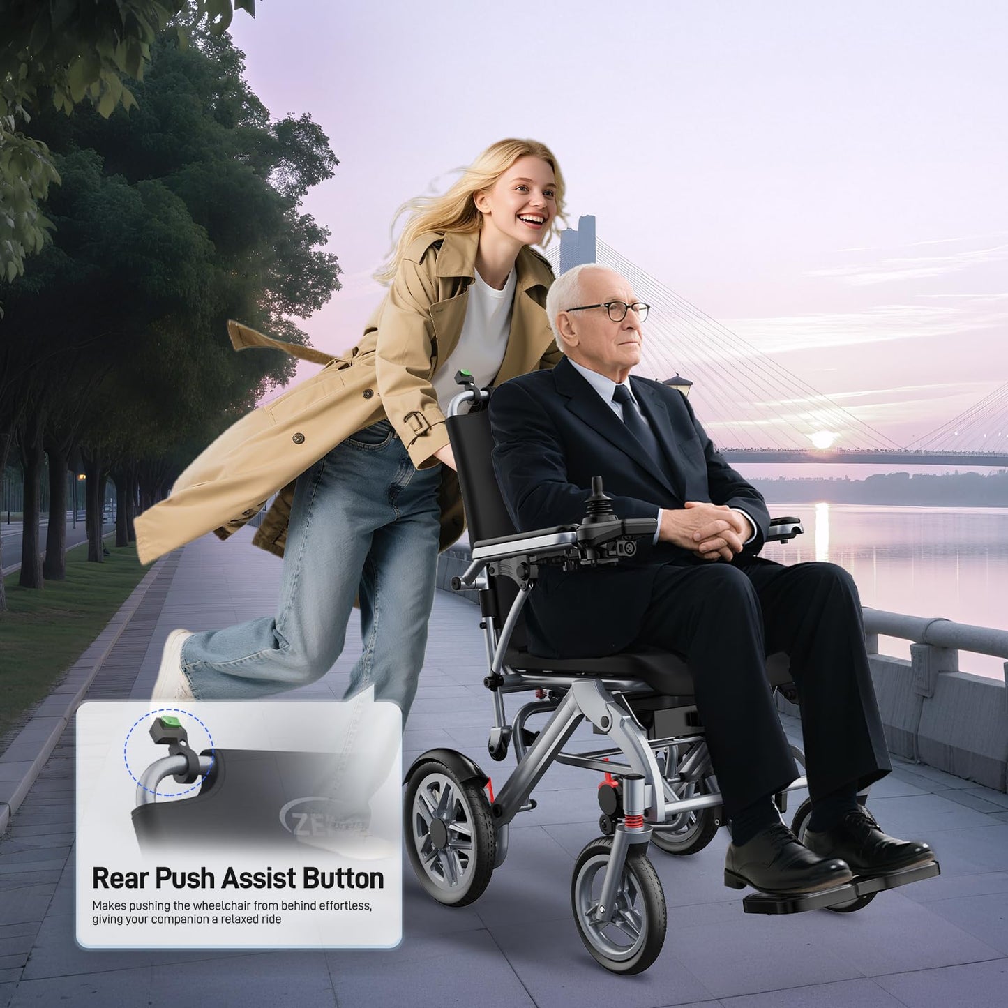 Electric Wheelchairs for Adults ZENBON, 16 Miles Cruise Range, Manual Foldable Powered Wheelchair, Intelligent Motorized Wheelchairs for Seniors, Portable All Terrain Electric Mobility Chair 633A