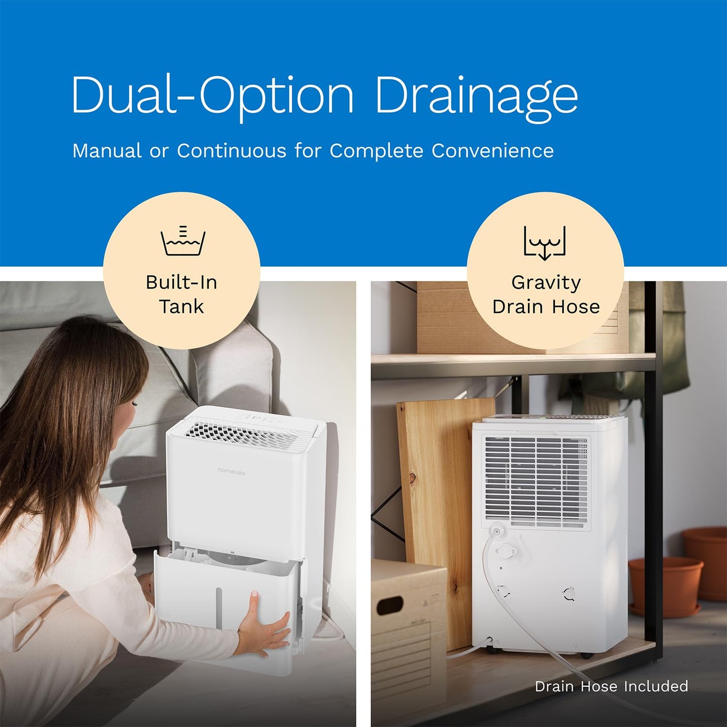 hOmeLabs Dehumidifier 4,500 Sq Ft Wi-Fi (32 Pint MAX 80 Pint at 95°F, 90% RH) for Advanced Humidity & Moisture Control, Quiet, Efficient, Auto Shut-off, Ideal for Home, Basement, Office