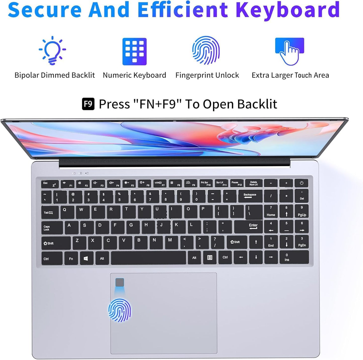 NIAKUN Laptop Computer, Gaming Laptops 2026, 16" Lap Top PC Windows 11 Pro, 16GB RAM 1TB SSD, Intel N95 Processor, Office 365, Backlit Keyboard,Fingerprint Unlock, 2-Year Warranty