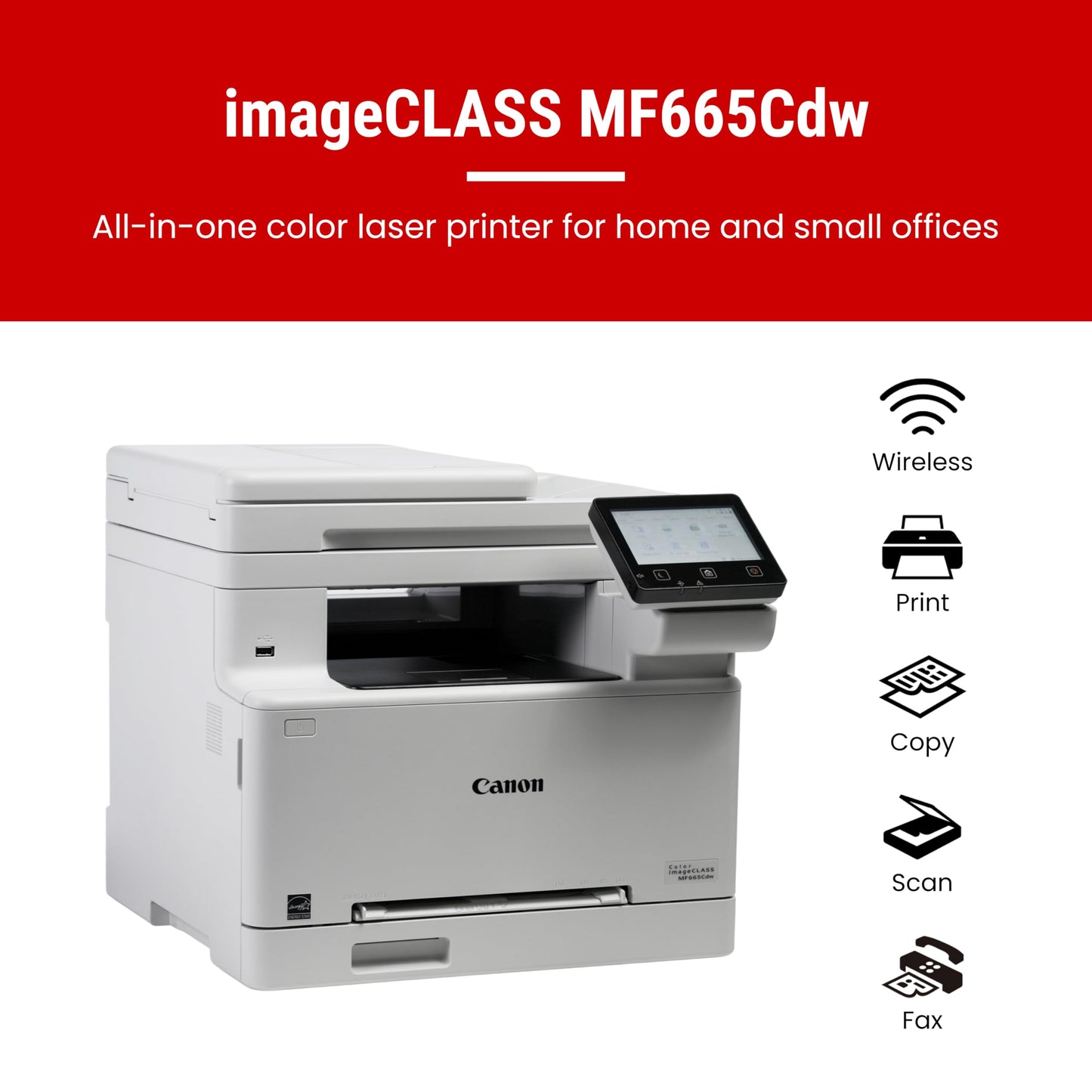 Canon Color imageCLASS MF665Cdw - Wireless Duplex Laser Printer, All-in-One with Copier, Scanner, Fax, Auto Document Feeder, 3 Year Limited Warranty, 22 PPM