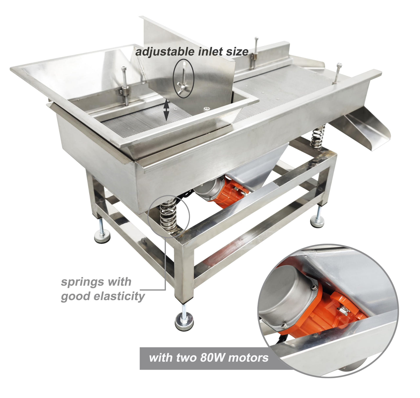 TECHTONGDA Straight Vibrating Sieve Screen Shaker Electric Linear Sifter Machine Stainless Steel One Layer Two Motors 1mm Round Hole Screen Size 11.8×31.5inch 110V