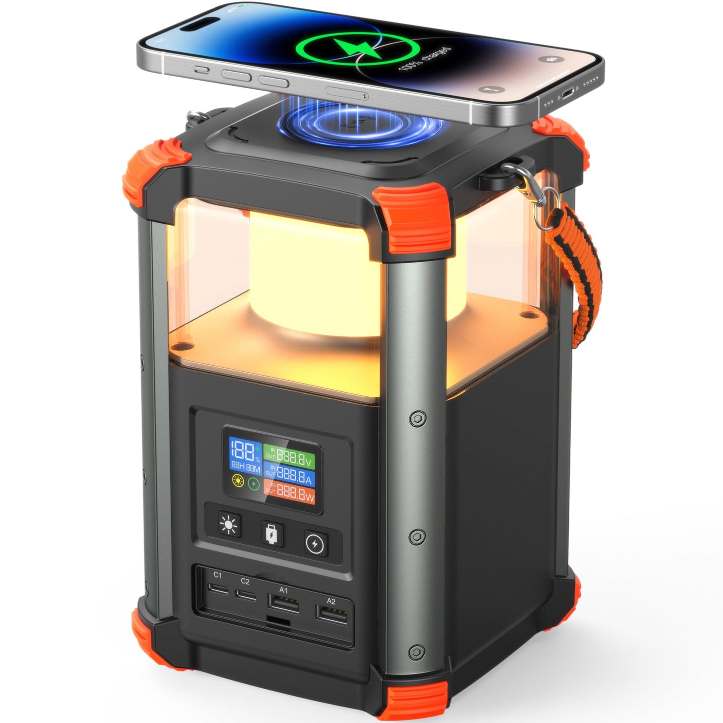 BLAVOR Portable Power Station, 236.8Wh/64,000mAh Outdoor Generator, 100W+65W USB C Two-Way Fast Charging Small Generator, 15W Wireless Power Bank with Camping Lantern for Camping, and Home Emergencies