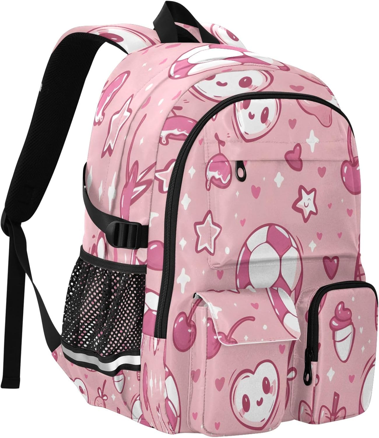Bolaz Backpack 14 Inch Football Ice Cream Cherry Star Heart Pattern Travel Laptop Computer Bag Sturdy School Bag