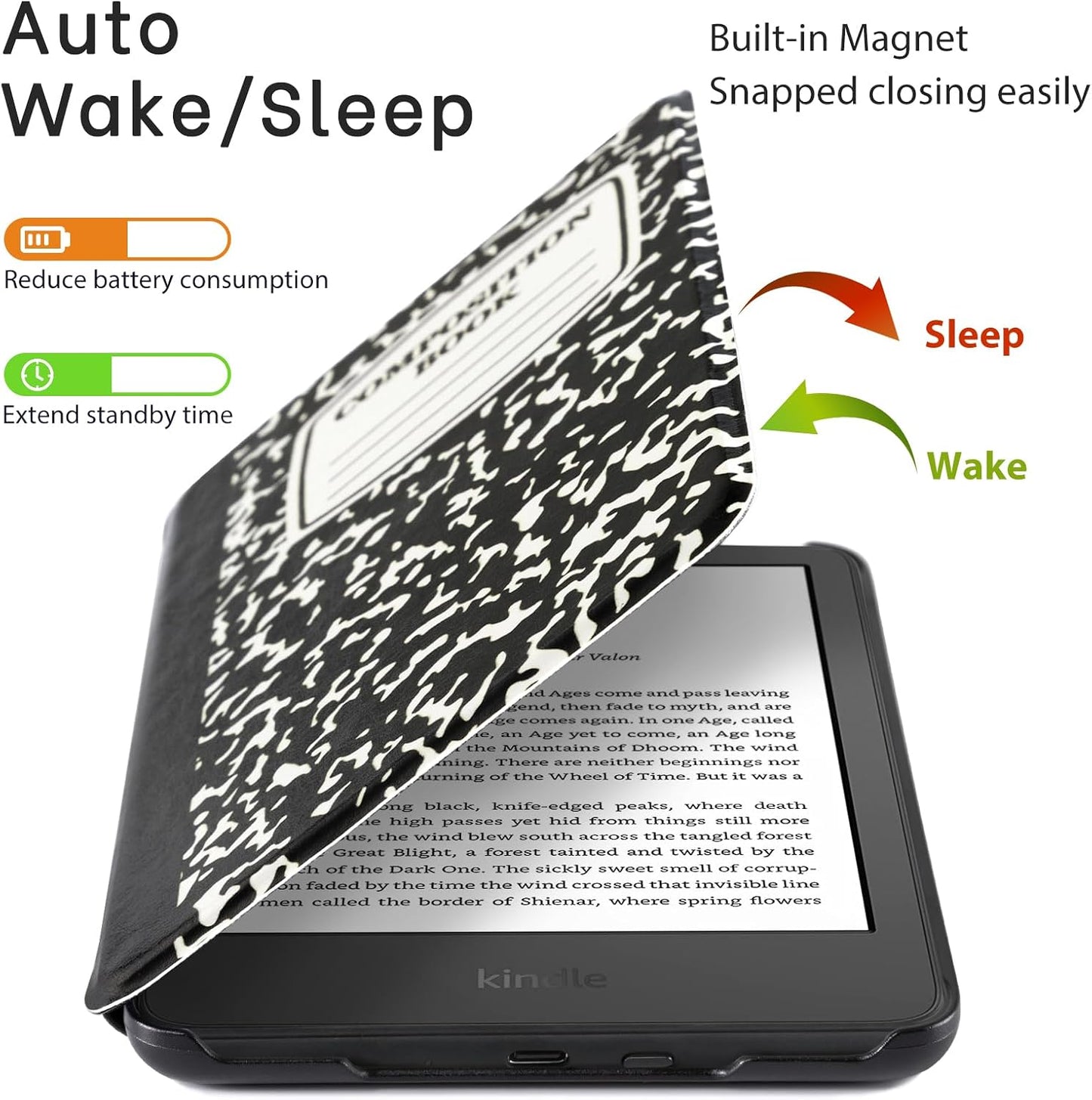 CoBak 6 Inch 2024 2022 (11 Case for All New E-Reader and Generation) - PU Leather Smart Cover, Auto Sleep and Wake, not