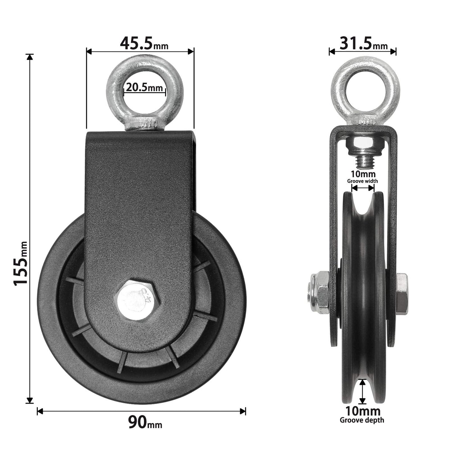 Vishusju 90mm Pulley Wheel for Cable Machines Silent Bearing Home Gym Equipment Pull Down Attachment Weight Lifting Pulley Traction
