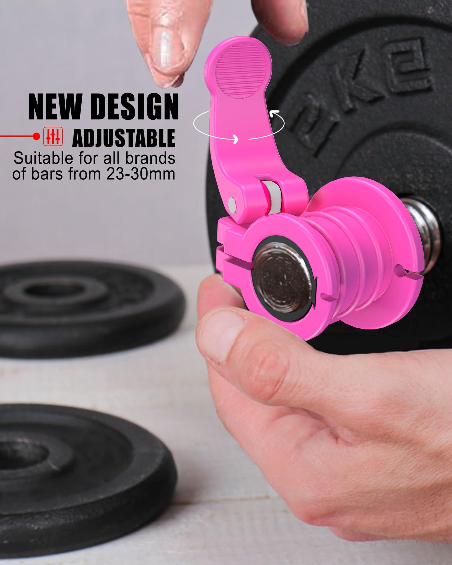 ZY-HUAN Barbell Clips 1 inch Barbell Clamps 0.9-1.18inch Quick Release Weight Clips for Bars Multi-Size Adjustable Olympic Barbell Clamps (Rose)