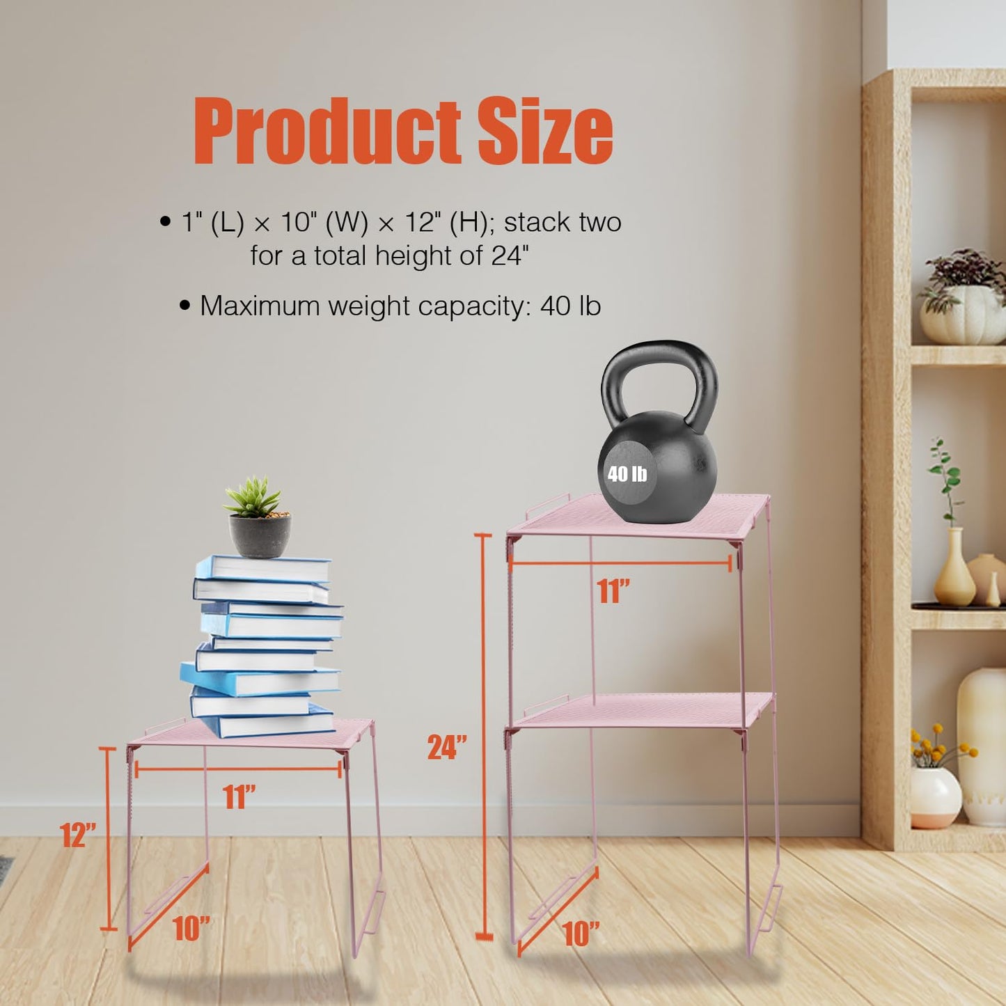 Piffny Versatile Metal Mesh Organizer Shelf, Stackable, for Standard Size School Lockers, Also for Gym and Work Lockers, or Even Kitchen Cabinets & Under Sink Organization