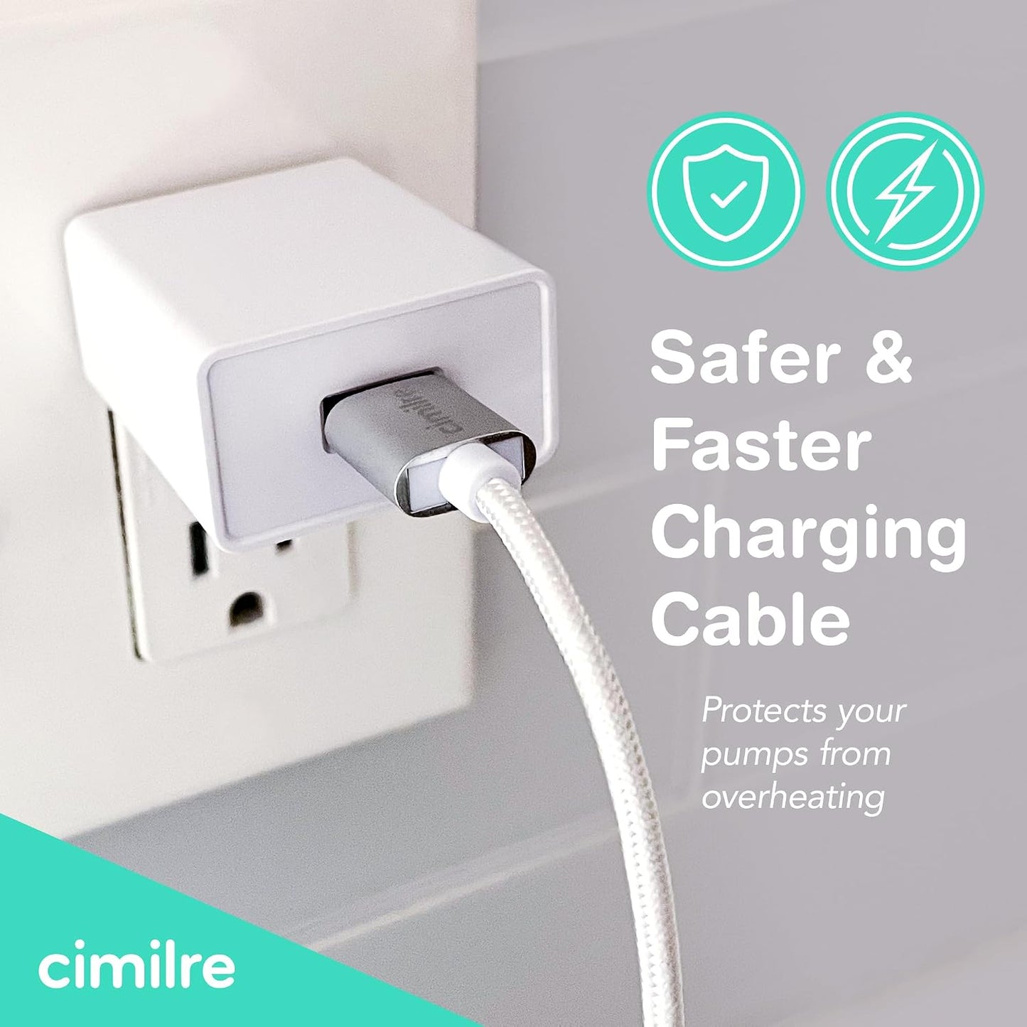 1 1 12V USB-C Cable and Adapter, Spare Breast Pump Adapter for Convenient Use, USB C Cable & Power Adapter