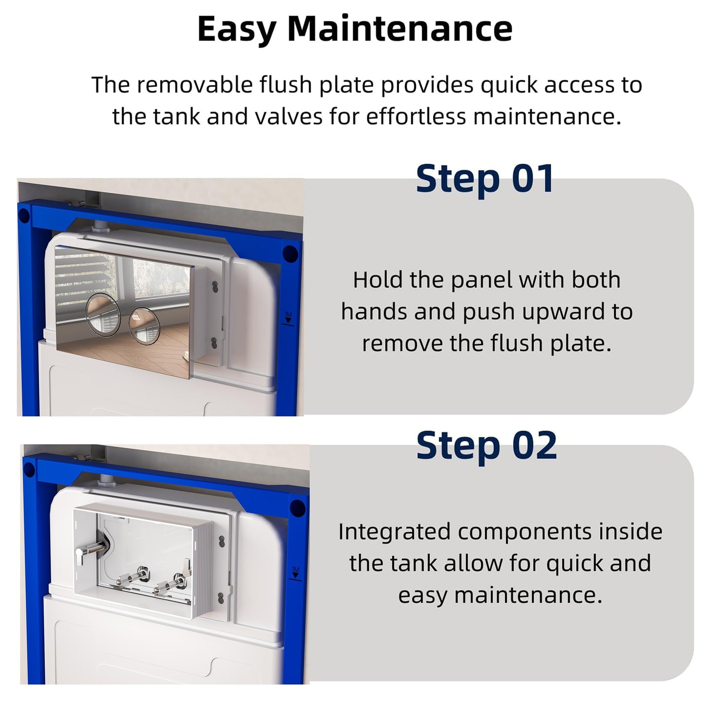 MEJE #MZE014P- In-Wall Toilet Tank Carrier with Dual-Flush Actuator Plate, White (Compitable with #MZE014P Wall-Hung Smart Toilet to work as A Intelligent Toilet Combo)