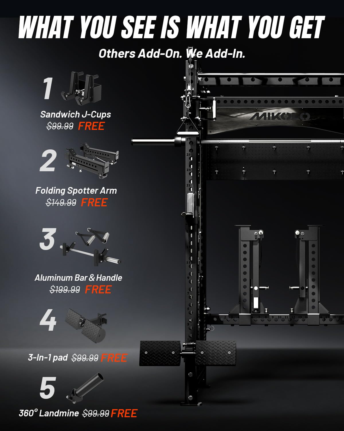 Mikolo Anubis-2.0 Ultimate Smith Machine, 2000LBS Power Cage with LAT Pulldown&Cable Crossover, Multi-Function Trainer with Aluminum Pulley System for Fitness Home Gym