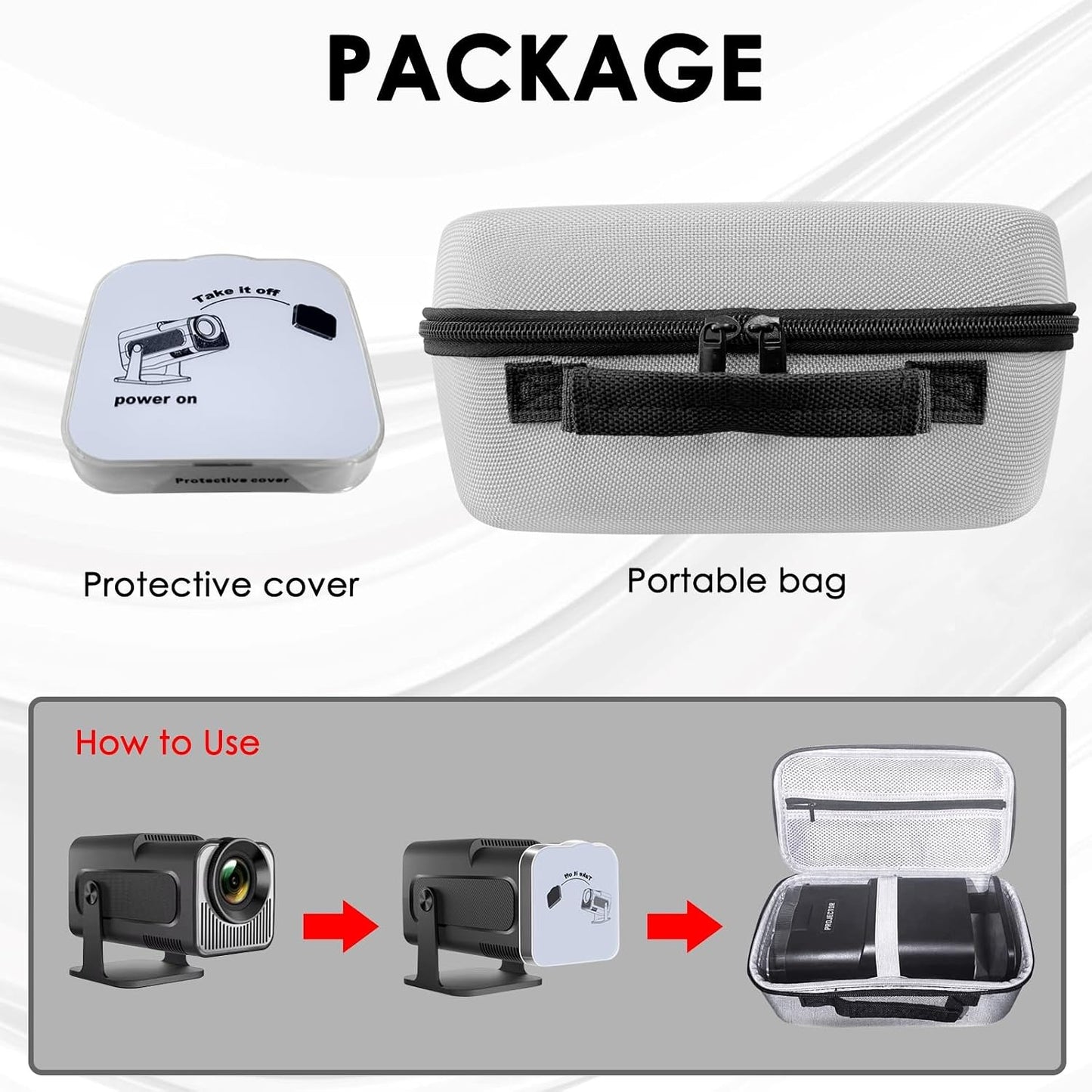 DUPULEE HY320 HY320 HY320 Projector Carrying Case and Lens Cap,Hard Travel Storage Bag Compatible with Magcubic