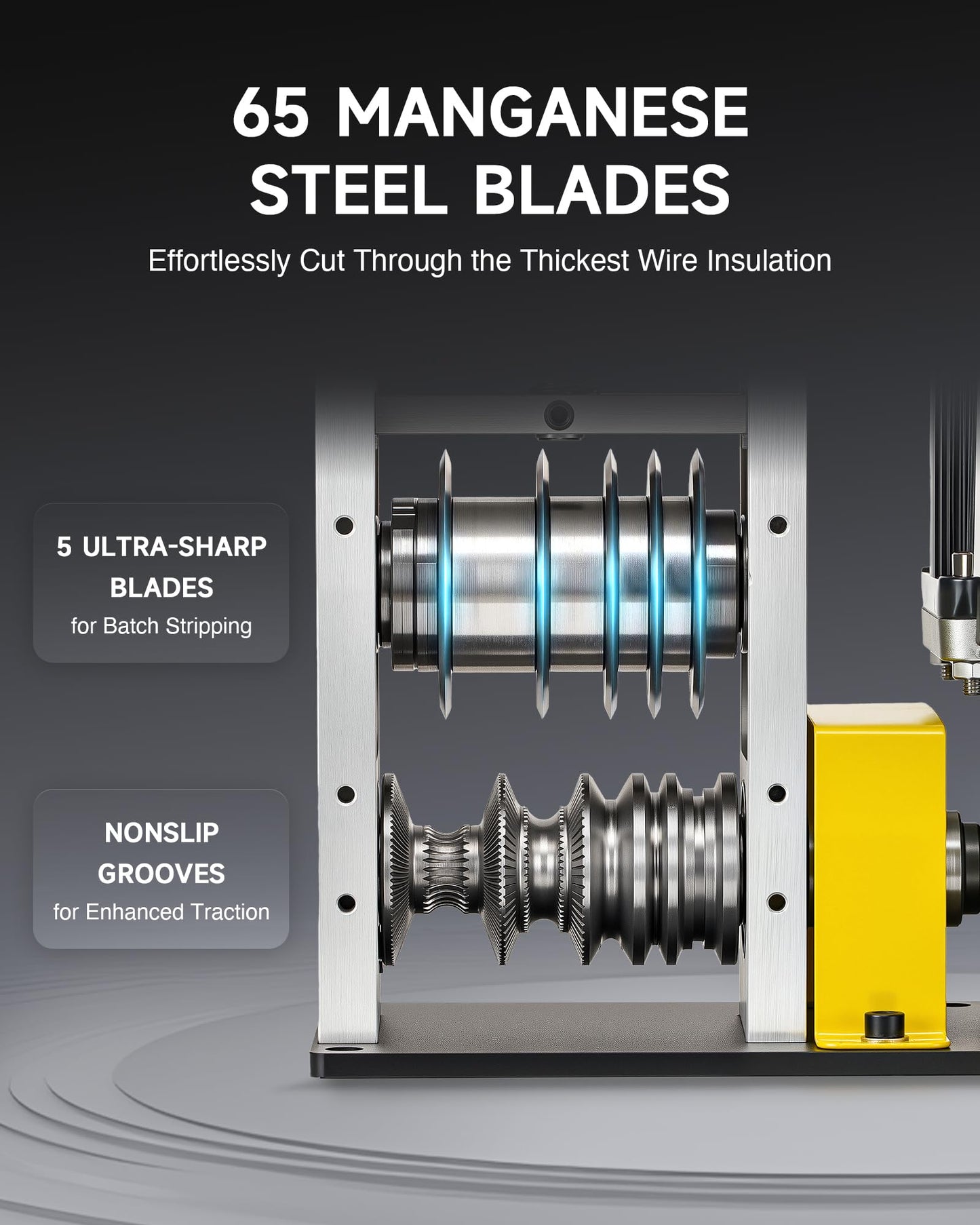 CREWORKS 180W Motor Automatic Wire Stripper Machine, 5 Blade Electric Wire Stripping Machine for 0.06"-1.18" (1.5-30 mm) Scrap Wire with 2 Feed Plates Foot Pedal Switch Sharpening Rod