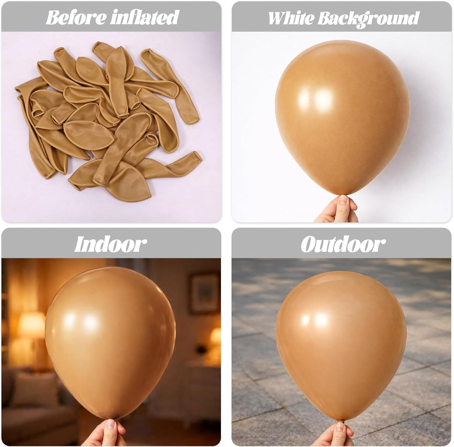 Voircoloria Brown Balloons - 12-Inch Latex Balloons for Graduation, Weddings & Parties | 66-Pack