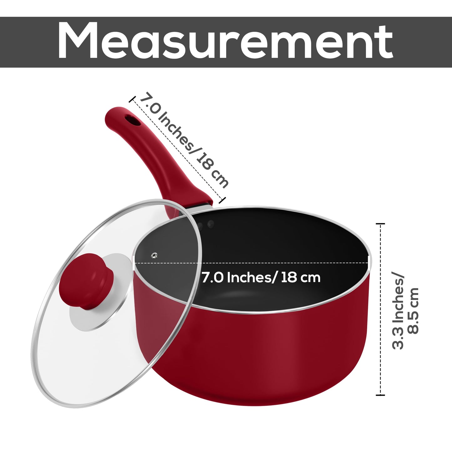 Utopia Kitchen Detachable handle Nonstick Saucepan with Glass Lid, Multipurpose Use for Home, Kitchen or Restaurant (Turquoise)