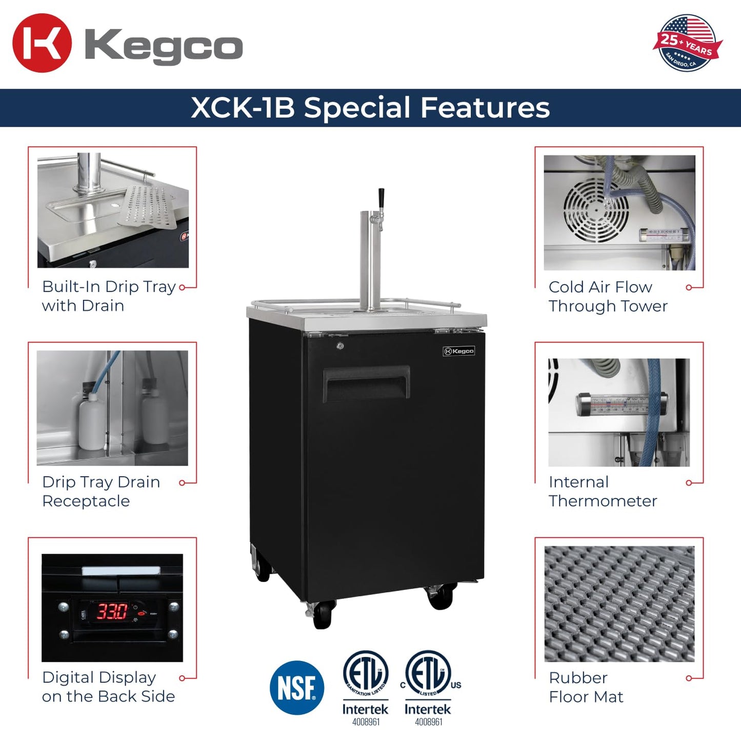 Kegco Commercial Direct Draw Beer Dispenser Kegerator Keg Cooler XCK-1B