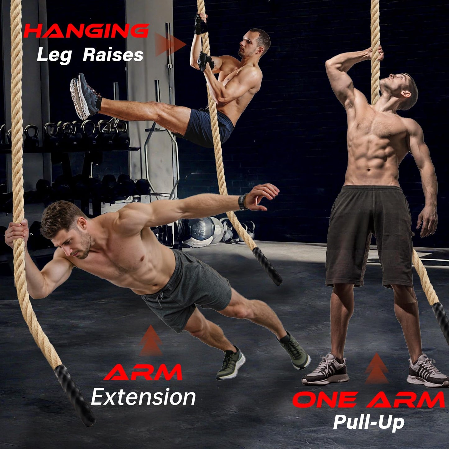 Climbing Rope Gym Workout - 50FT 1.5 Inch Heavy Duty Jute Thick Ropes for Adults Strength Training Outdoor Tree Swing Indoor Home Fitness Exercise