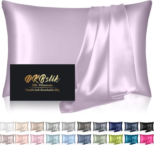 Mulberry Silk Pillowcase by Skiennix - Anti-Acne Cooling King Size Pillow Cover | Lavender Color, Hidden Zipper