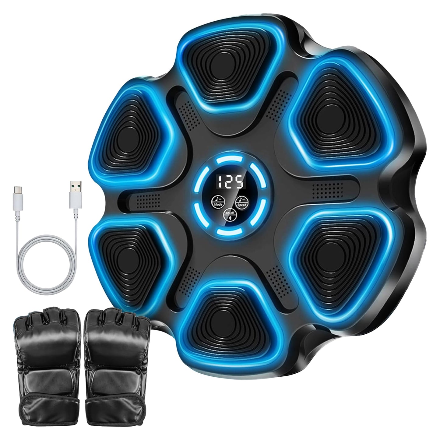 MILENTII Musical Boxing Machine Wall Mounted with Gloves, Smart Boxing Machine with Bluetooth Speaker & LED Display, Adjustable Speed Punching Machine for Adults & Kids Home Training Equipment